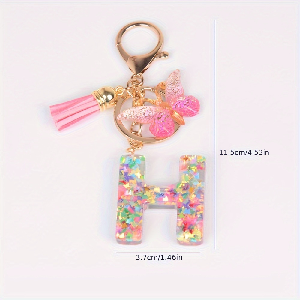 Golden Glitter Initial Letter Keychain Alphabet Key Chain - Temu