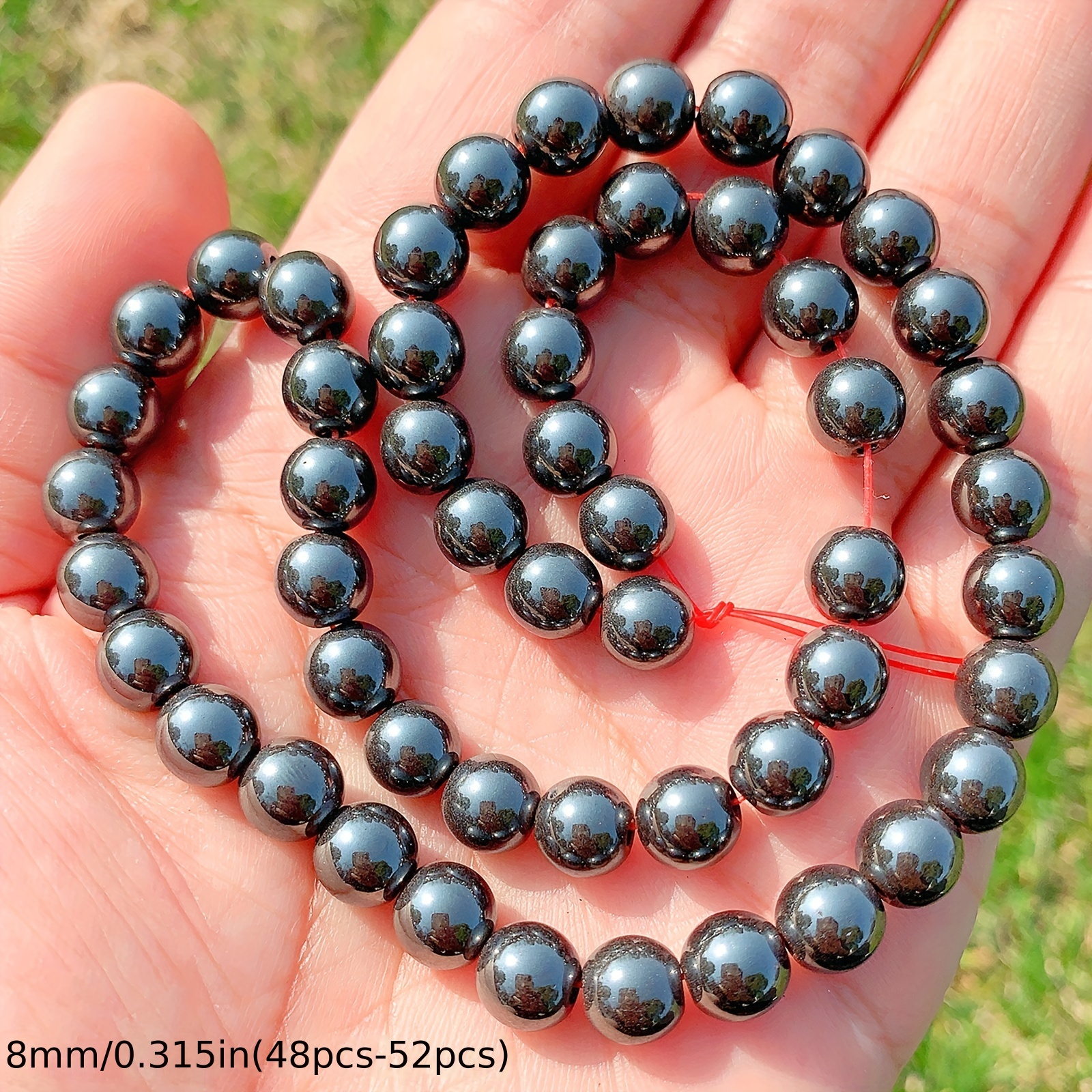 Natural Black Stone Beads Round Loose Beads For Jewelry Making DIY  Bracelets Accessories 4-12MM