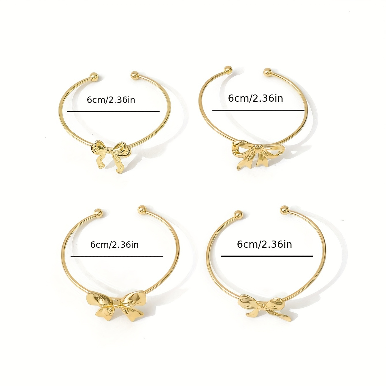 4pcs Bowknot Open Cuff Bracelet Set Charm Bracelets for Women