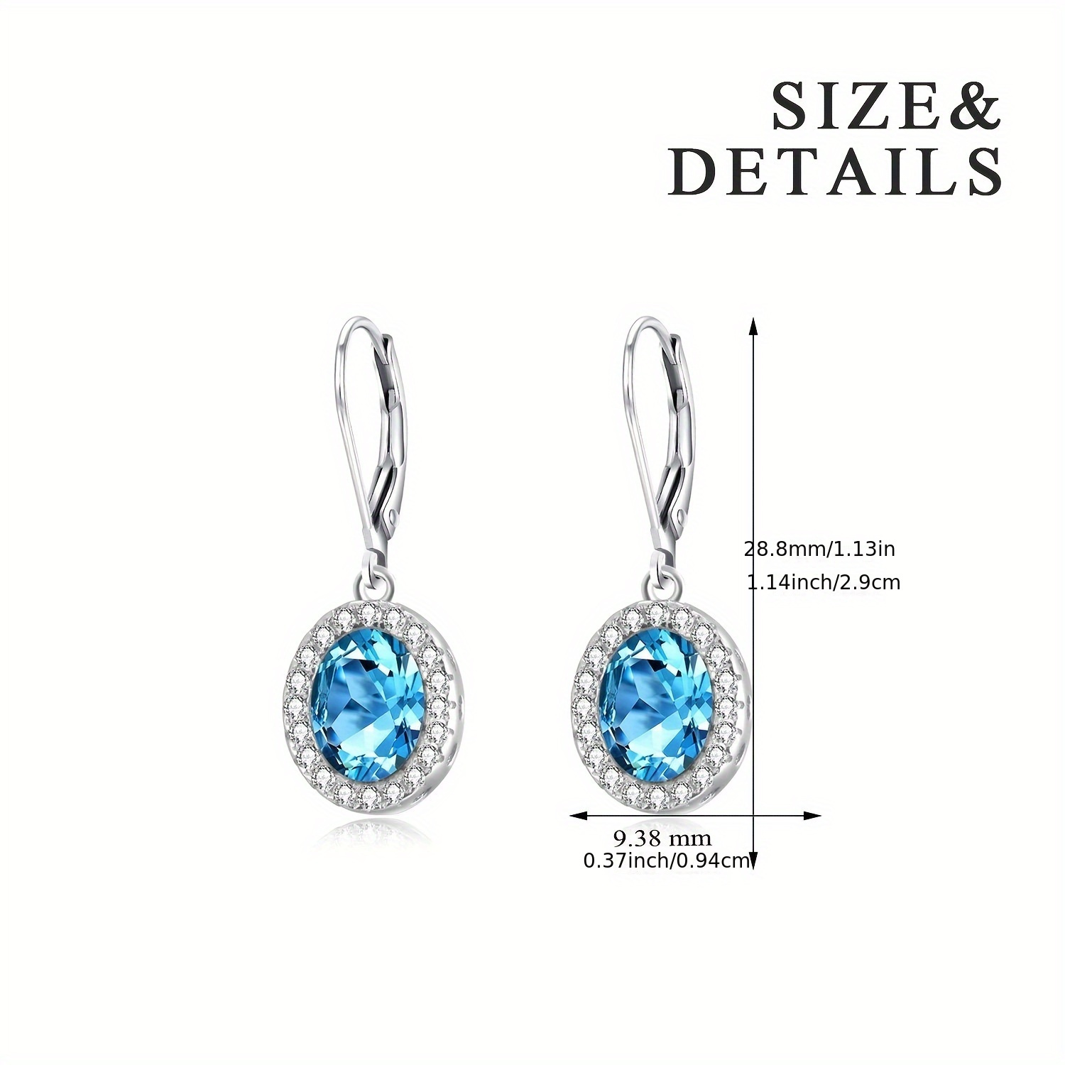 oval   earrings leverback dangle drop earrings s925 silver 5g inlaid artificial crystal christmas gifts for women Product details 0