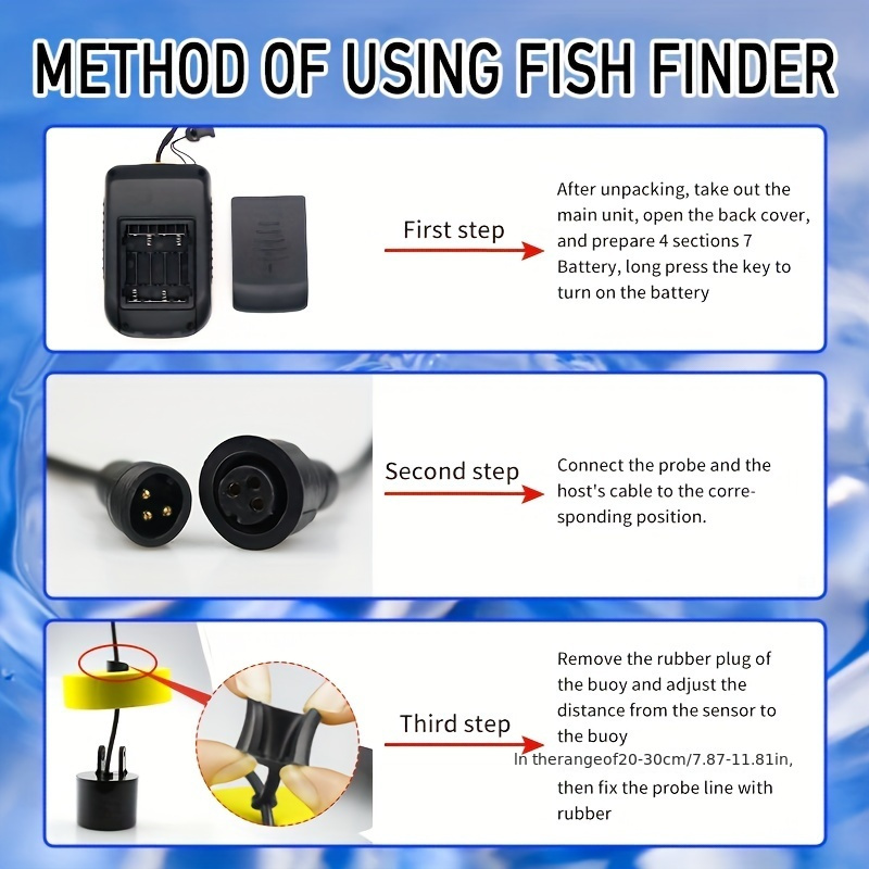 Portable 100M Fish Finder Handheld Wired Fish Depth Finder Kayak Boat  Fishfinder with 200KHz Sonar Transducer XF03 Fishfinder