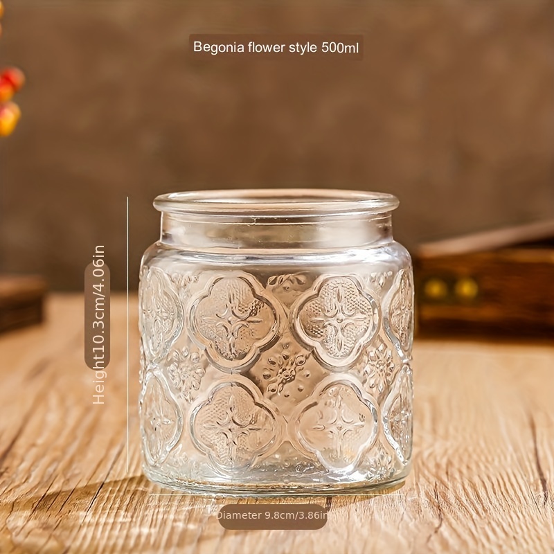 Vaso di vetro intagliato barattolo di caramelle cilindrico cucina vaso  ermetico di grande capacità con coperchio in legno barattolo di tè per  alimenti contenitore di vetro Decor