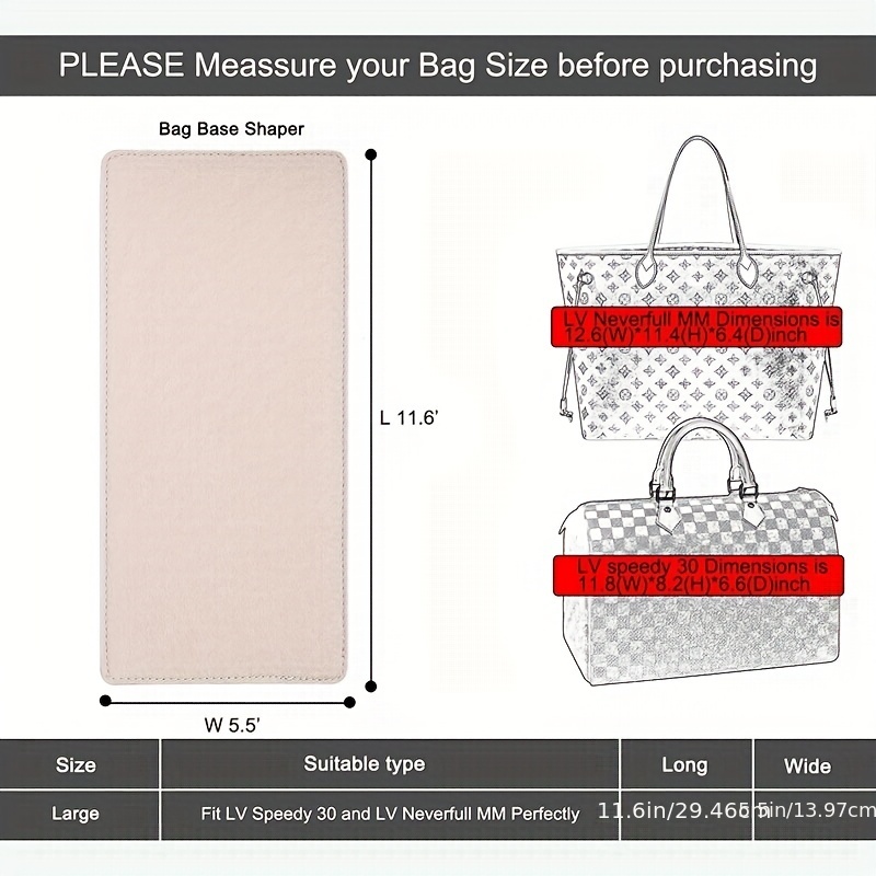 LV Louis Vuitton Neverfull MM Base Shaper Tote Handbag