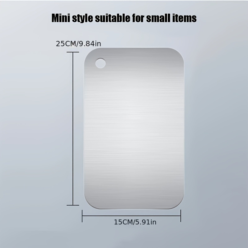 TEMU 1pc Stainless Steel Kitchen Adhesive Board, Double-sided, And Durable, Easy To Clean, Metal Material, 9.84x5.91 Inches, Suitable For Meat, Vegetables, Fruits