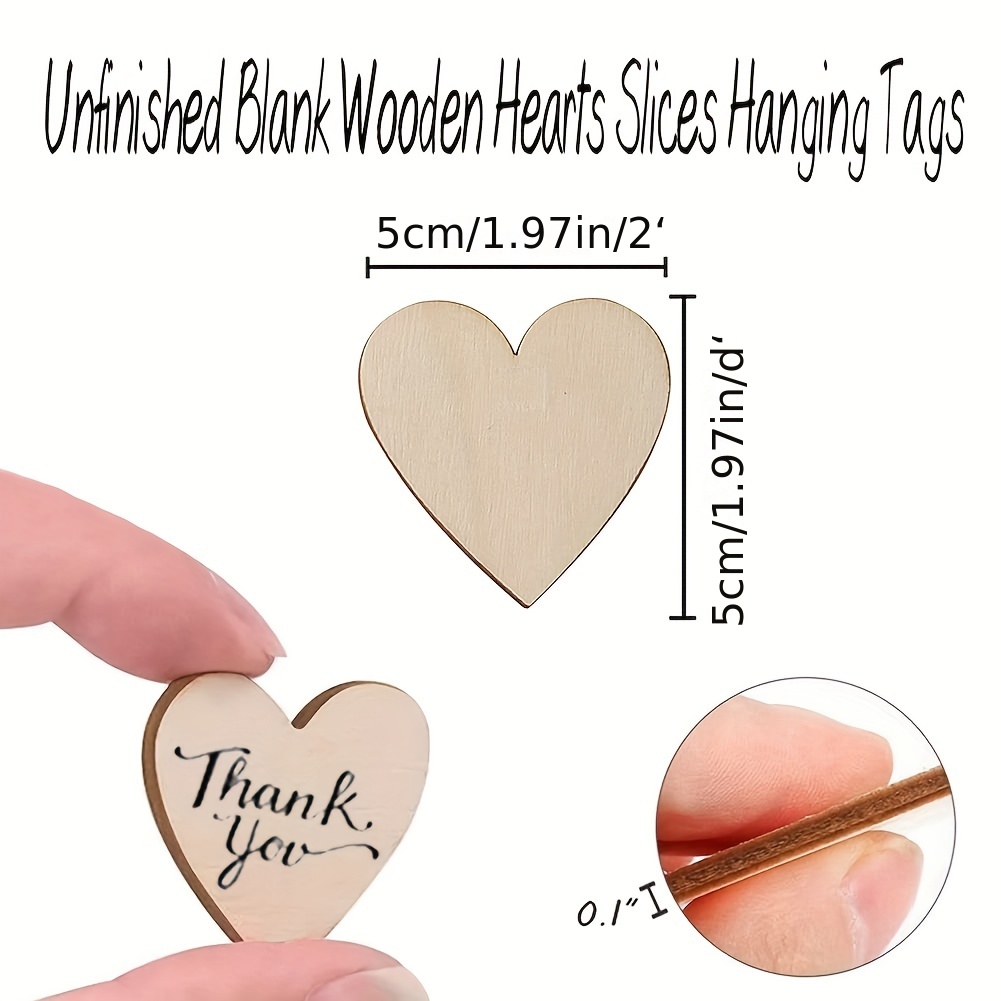  20Pcs 5 Wooden Hearts for Crafts, Wood Predrilled Hearts  Cutout Slices, DIY Unfinished Wooden Ornaments Embellishments, Heart Sign  TGA for Valentine's Day, Birthday, Party, Wedding Guest Book Decor
