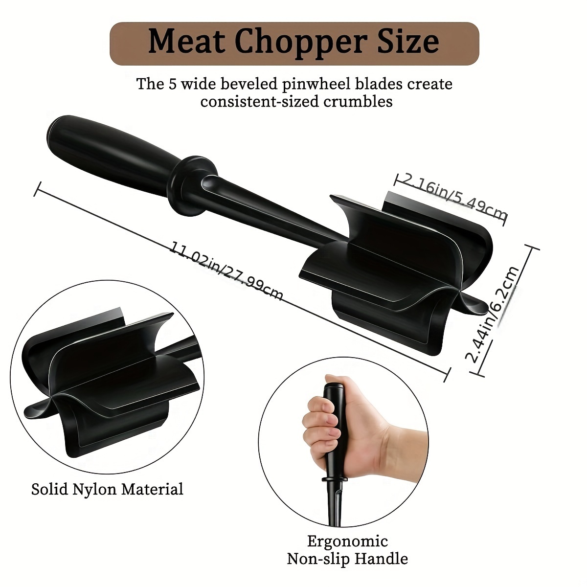 Professional Heat Resistant Ground Beef/Hamburger/Potato Masher, Nylon Ground  Beef Chopper Tool