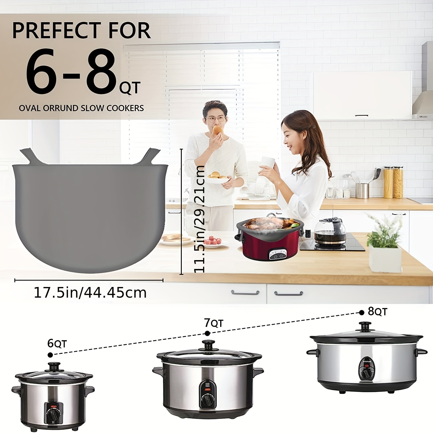 Black Silicone Slow Cooker Liner 6 Qt Non stick Reusable - Temu