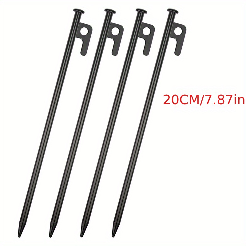 Unique Bargains Tent Stakes Y-Beam Camping Pegs with Pull Rope Aluminum for  Tarp 6 Pcs Black