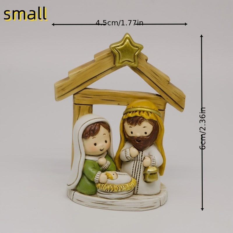 Image of 1pc Christmas Decoration Manger Holy Family Nativity Resin Ornament Religious Statue