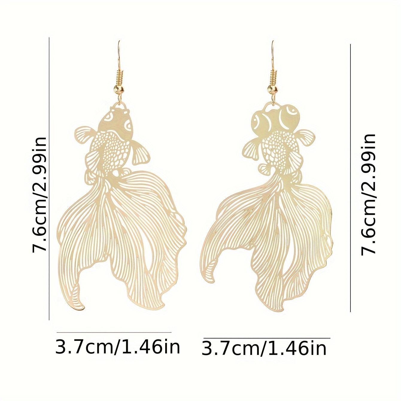 Dangle Earrings with Auspicious Fish Design, Gift for Her