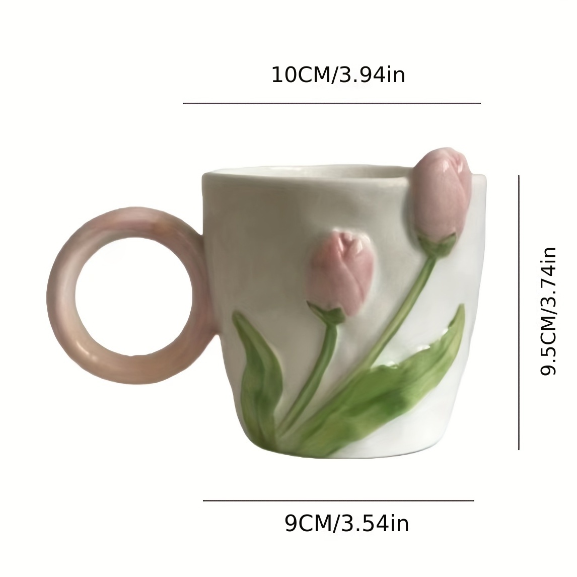 Tulip Ceramic Mug With Lid Spoon Straw Floral Cute Water Cup - Temu