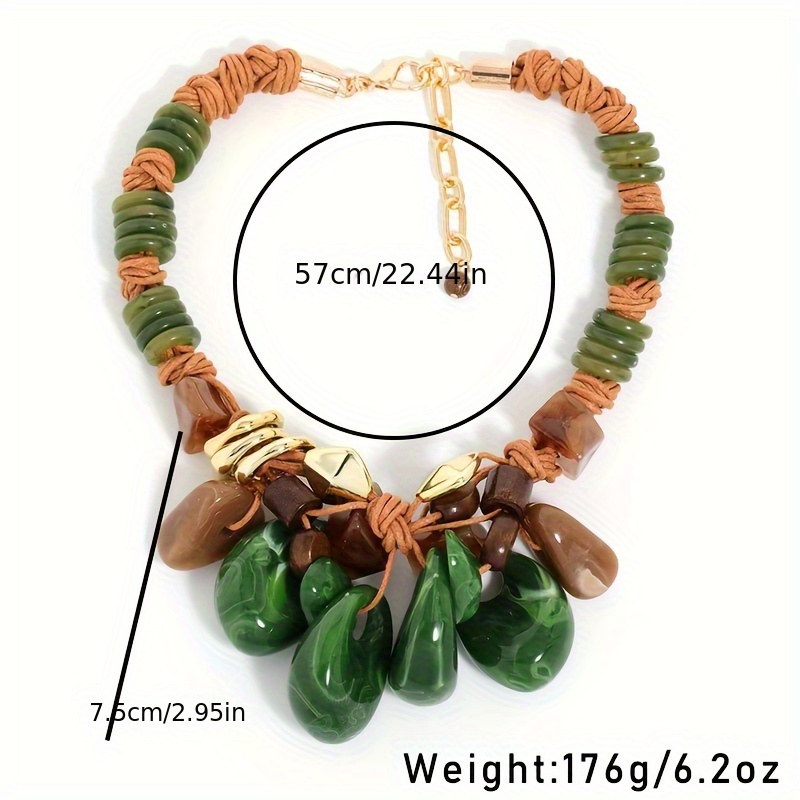 Retro Exaggerated Colorful Irregular Geometric Pendant Necklace