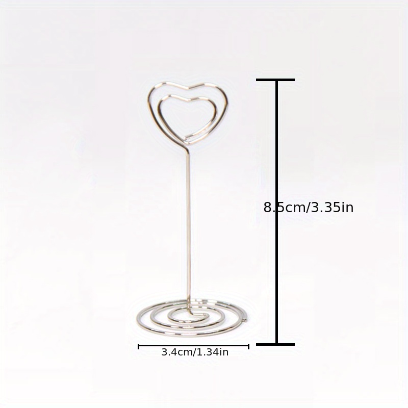 10pcs Romantic Heart Photo Clips Metal Rose Golden Silvery Place Memo Card  Holder Table Number Stand Wedding Desktop Decor Supplies