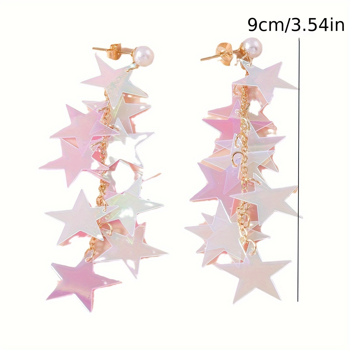 Transparent Five-Pointed Star Earrings, Luxurious Design
