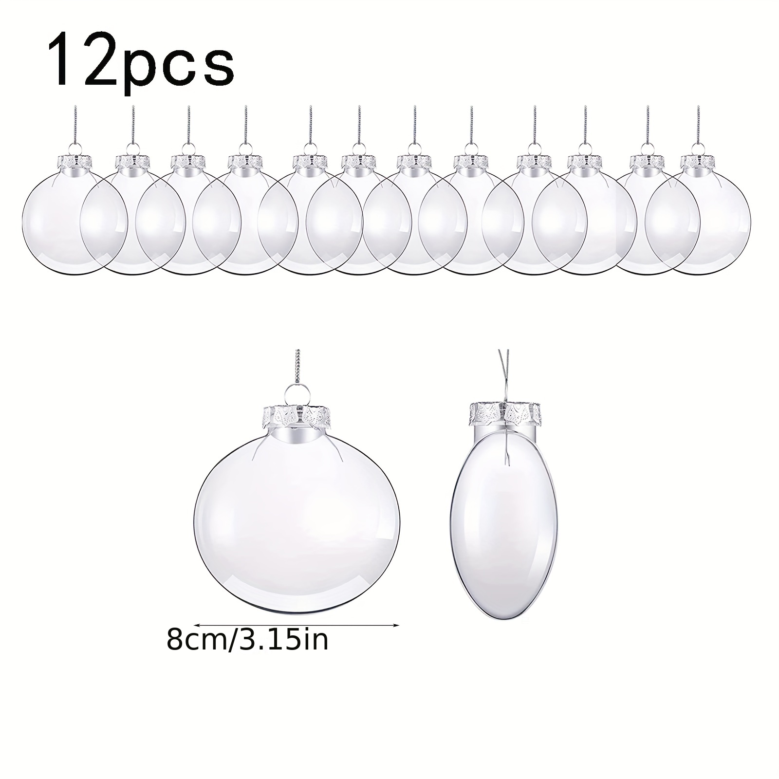 Clear Plastic Flat Disc Ornaments 3.15 Inch DIY Transparent Fillable  Ornaments Balls Christmas Hanging Ornaments Christmas Tree Decor Holiday