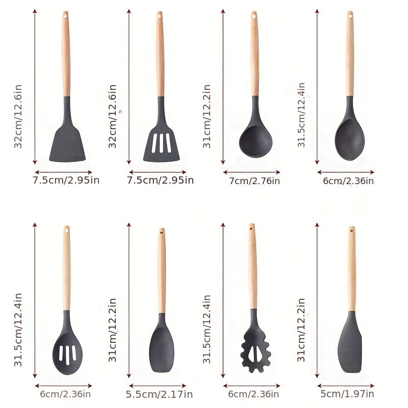 12 Pcs Wooden + Silicone Kitchen Utensils – EZ Home Ideas