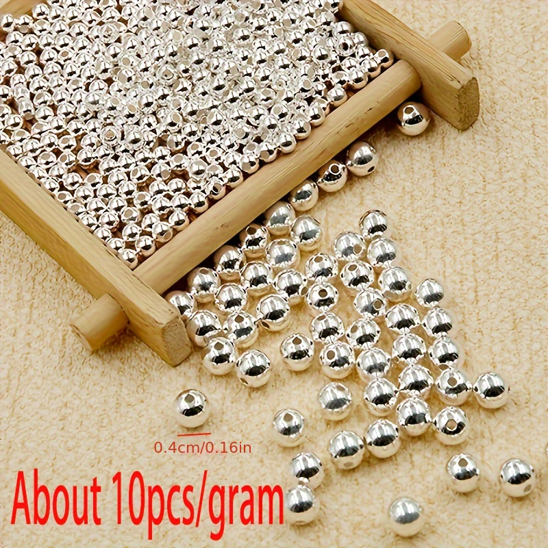 10-40pcs REAL 925 Sterling Silver Round Beads Spacer Beads Silver Bead for Jewelry  Making Findings Bracelet Necklace Accessories
