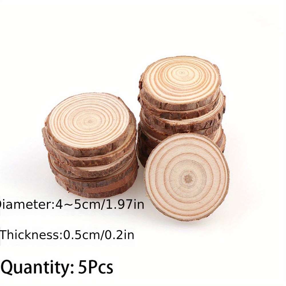 14cm-16cm Natural Wood Log Slices Tree Bark Wooden Circles Set of 4