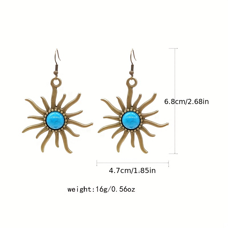 Retro Sun Earrings Sunburst Boho Style Earrings For Women Jewelry