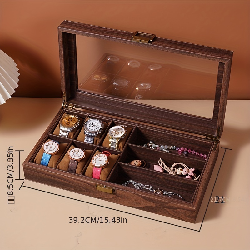 Retro Wood Grain Watch Storage Box, Multiple Slot Mechanical Watch Jewelry  Box, Household Large Capacity Storage Box - Temu