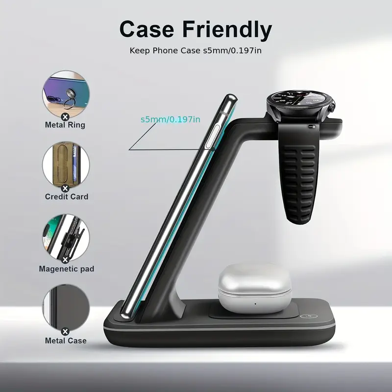 multifunctional 3 in 1 wireless charger stand charging dock for samsung s24ultra s23 s22 s21 s20 4 5 6 fold6 5 4 3 w24 23 22 series phones for watch 4 5pro 6 classic 7 for buds 3 2 Product details 7