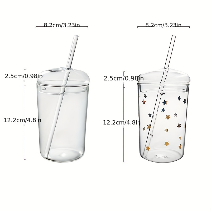 Glass Cup With Straw And Lid, 15.4oz (about 450g) Iced Coffee Cup, Water  Cup, Smoothie Cup, Aesthetic Couple Cup For Home Use
