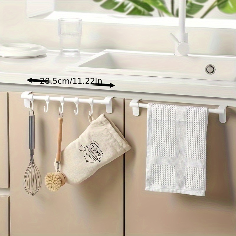 1pc Easy Install Kitchen Towel Rag Plastic Hanger Wall Mounted Wardrobe Cloth Shelf Hook Space Saving Cabinet Door Back Rag Hanger Kitchen And Bath