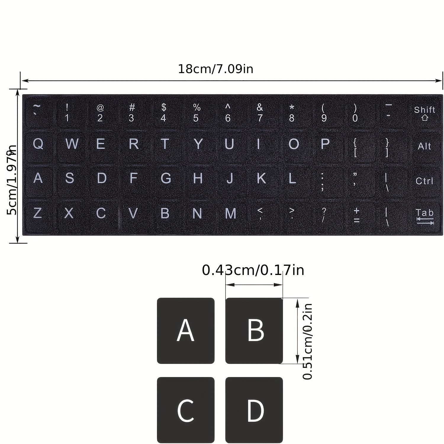 Adhesivos para teclado inglés, 5 en 1, adhesivo de repuesto para teclado  inglés con fuente blanca sobre fondo negro, universal para computadora de