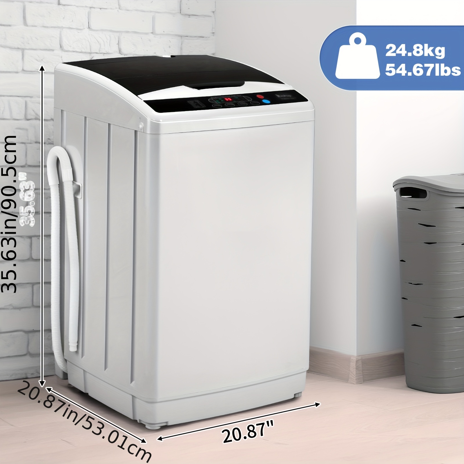 item picture   full automatic portable washing machine 17 6lbs   with drain   programs 8 water levels compact washer dryer combo for apartments rv camping led display 24h delay