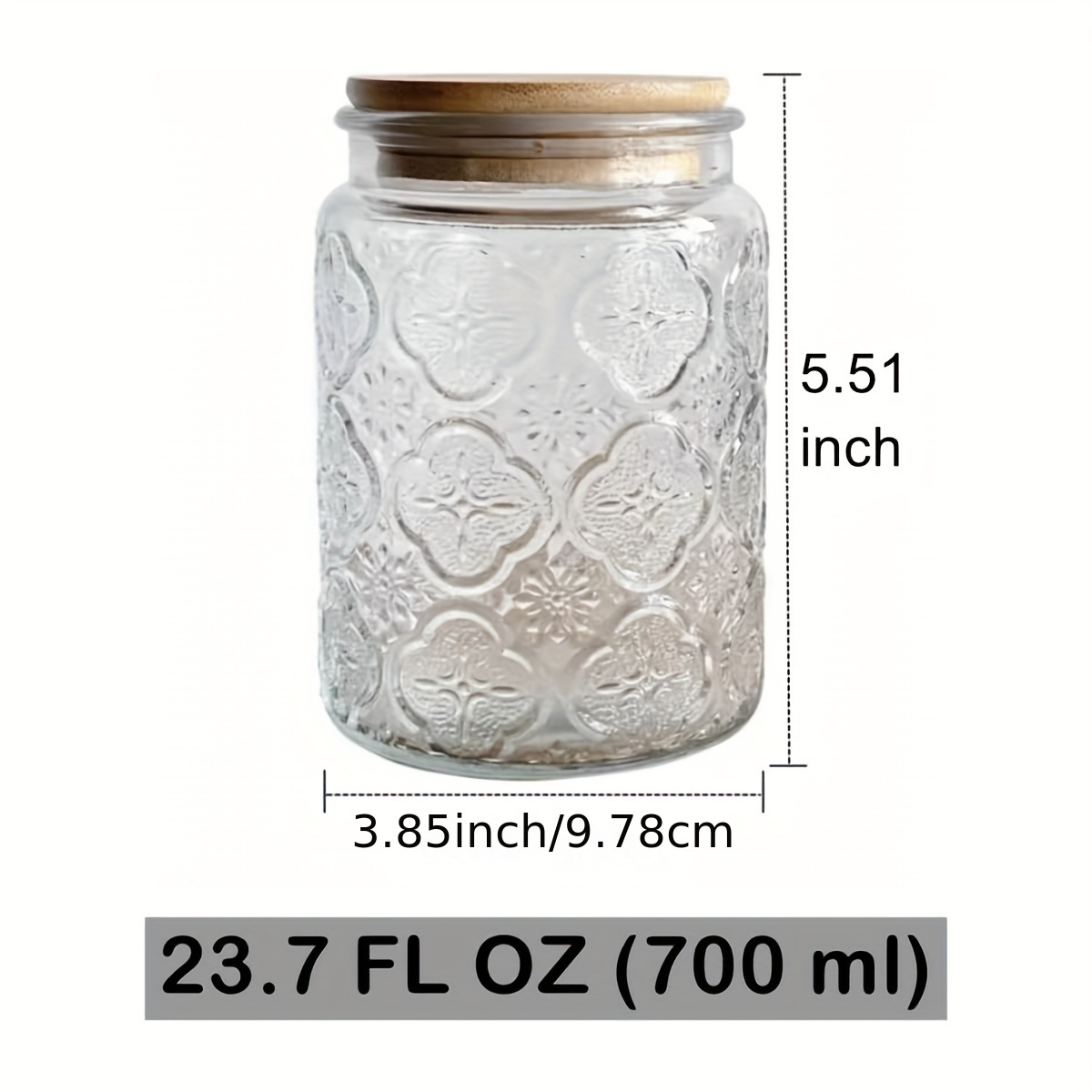 Decorative Glass Jar with Airtight Lid, Vintage Glass Storage Jar, 23.7 FL  OZ Glass Food Storage Containers for Candy Cookies Coffee Tea Nuts, Kitchen