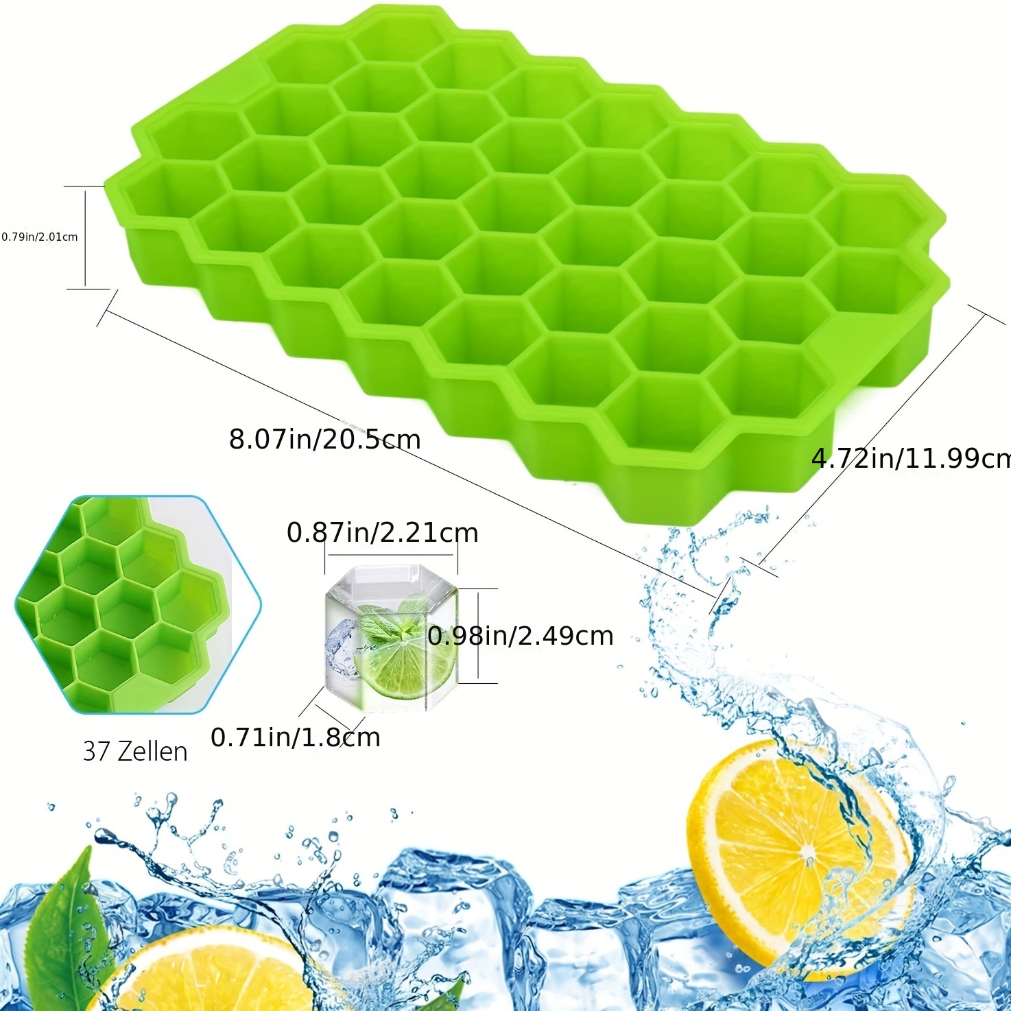 Premium Ice Cube Trays, Silicone Ice Cube Molds With Sealing Lid, 37-ice  Trays, Reusable, Safe Hexagonal Ice Cube Molds, For Chilled Drinks, Whiskey,  Cocktail - Temu