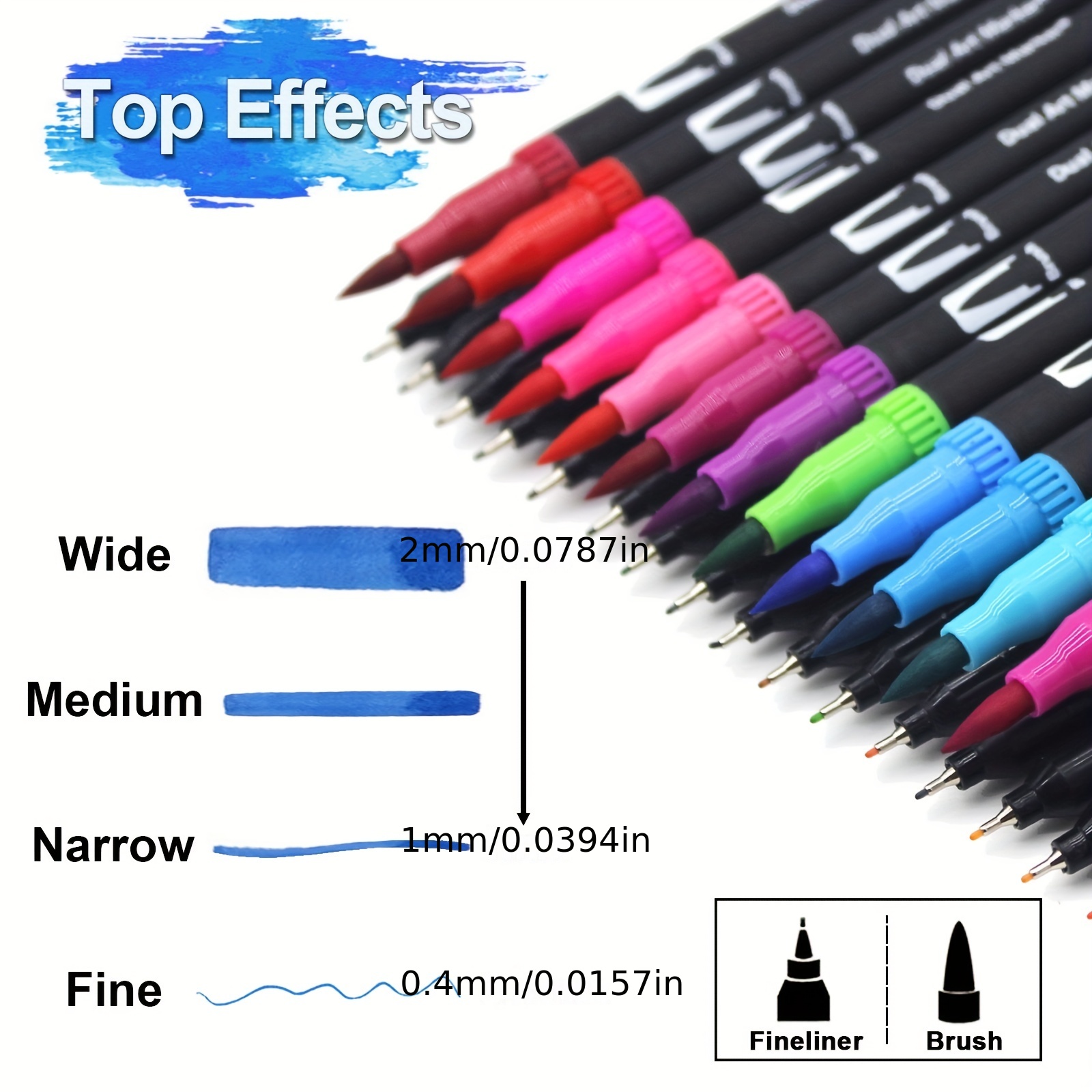 Dual Tip Brush Markers Pens:12 Colored Calligraphy Pens Dual - Temu