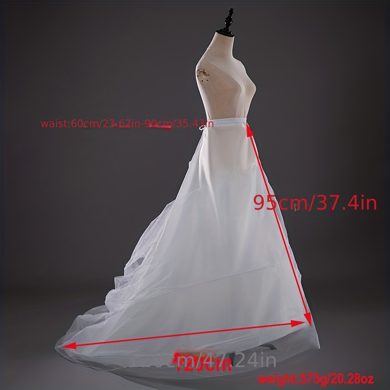 White Floor Length Tulle Skirt with Train White Bridal Tutu Skirt
