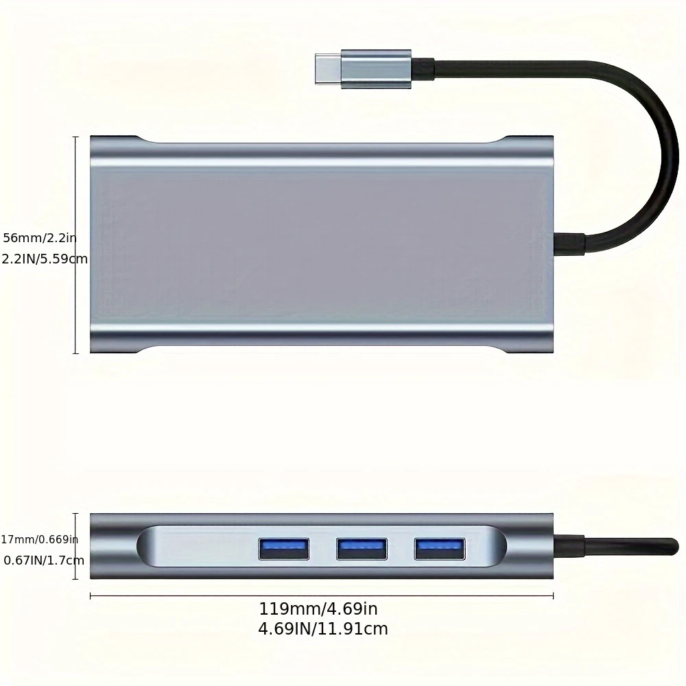usb c集线器 4k type-c转hdtv 兼容usb 3.0适配器 10合1 type-c集线器扩展坞 pd 87w usb c分配器 适用于 和air 详情 5