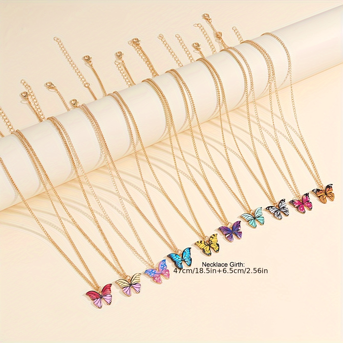 10pc Colorful Butterfly Y2K Pendant Necklace Set