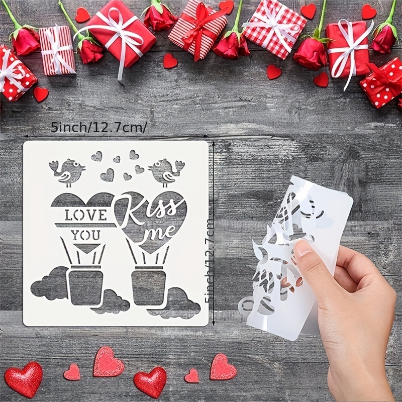 30Pcs Valentine Stencils for Painting on Wood, 3x3 Inch Reusable Love Heart  Holiday Templates Happy Valentine Day Stencils for DIY Ornaments Crafts