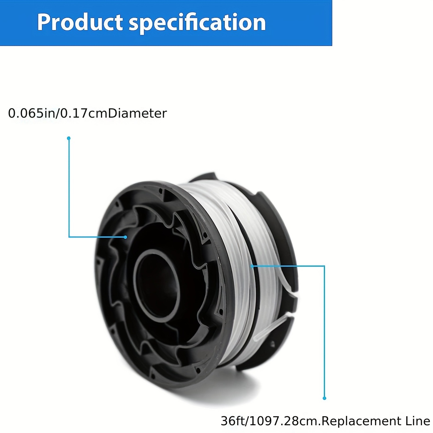 DF-065 Replacement Spool for Black and Decker GH710 GH700 GH750 String  Trimmer, 36ft 0.065 inch Auto-Feed Dual Line Edger Parts 90517175  DF-065-BKP (8