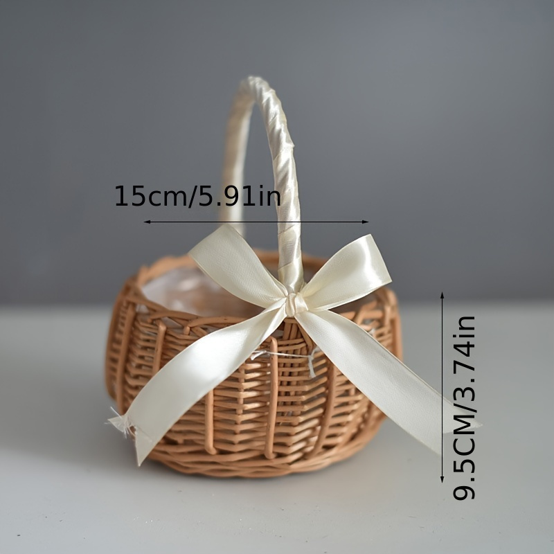 Woven Flower Basket, Handheld Basket, Handmade Natural-looking Artificial Flower Basket, Gift Basket, Flower Arrangement Basket, Storage Basket, Photo Prop, Perfect For Halloween & Christmas