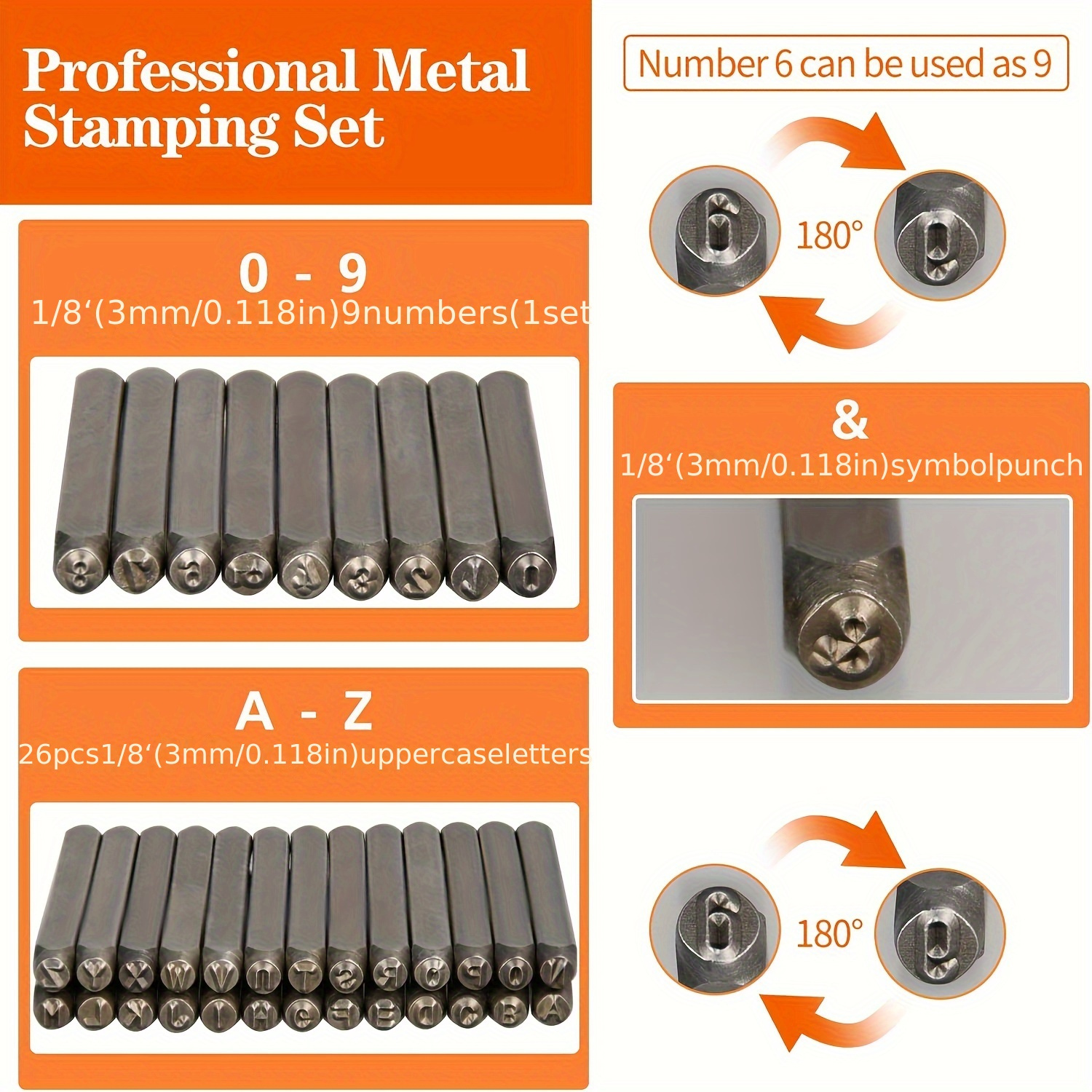 HARFINGTON Metallstempel-Set 36-teilig – 3 Mm Buchstaben & Zahlen Zum Prägen Auf Metall, Leder, Holz