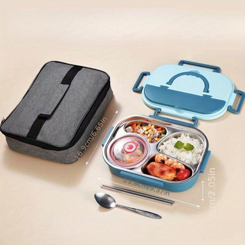 1pc Sus304 Insulated Lunch Box With Cover, Stainless Steel Compartment Bento Container For Office Workers And Travel