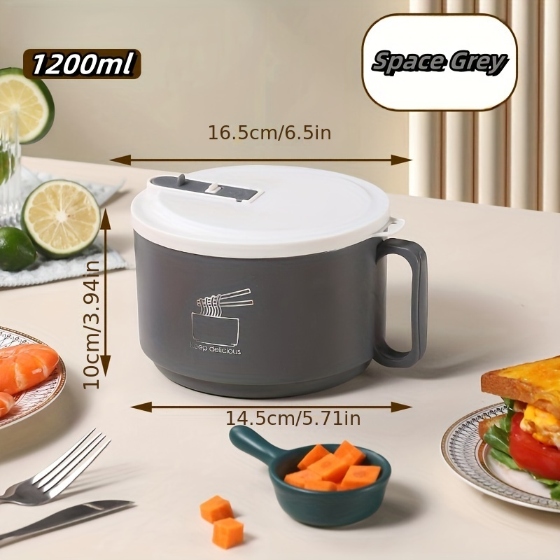 40oz Stainless Steel Instant Noodle Bowl With Lid - Large Capacity, Heat-resistant, Perfect For Students & Dorms