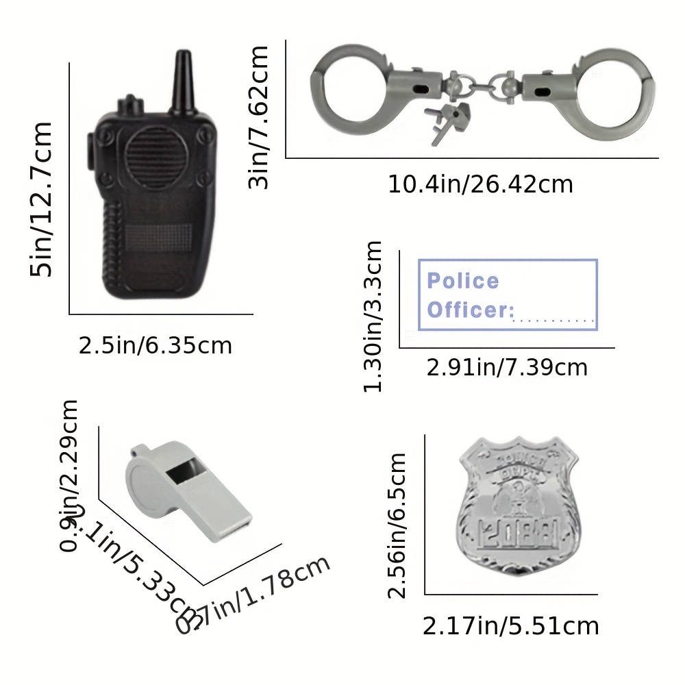 Kit de accesorios de policía de 4 piezas, juego de rol, disfraz de
