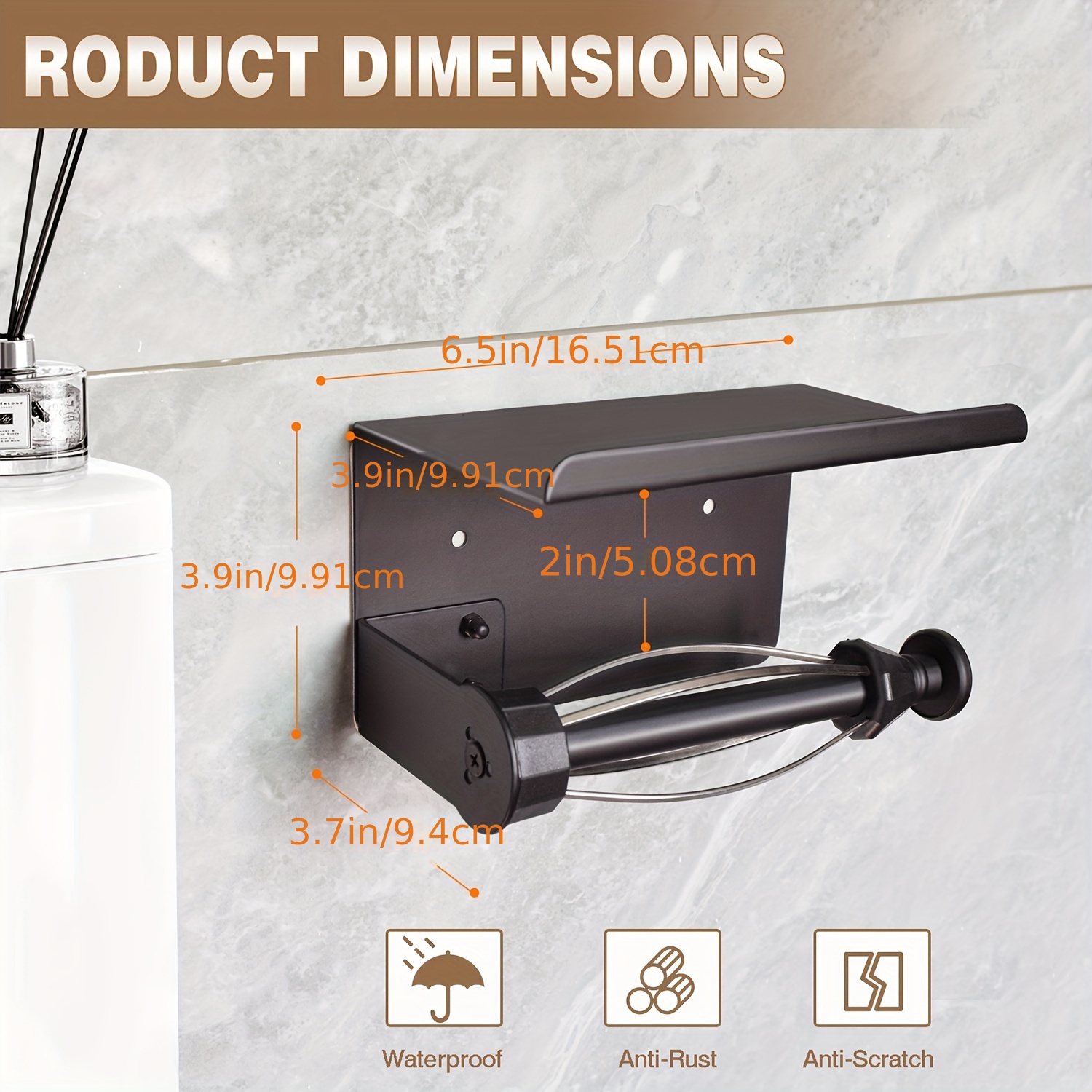 Matte Black Toilet Paper Holder With Reserve Function - Temu