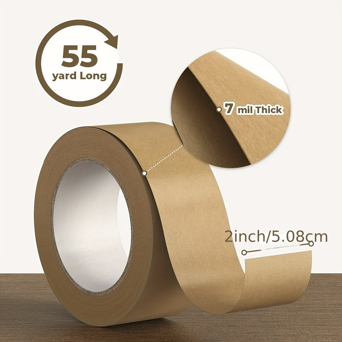 Image of Brown Packaging Tape, 2-inch Wide Thickened Heavy-duty Paper Tape, Surface, For Marking, Sealing Boxes, Masking And Packaging Use, Easy To Tear