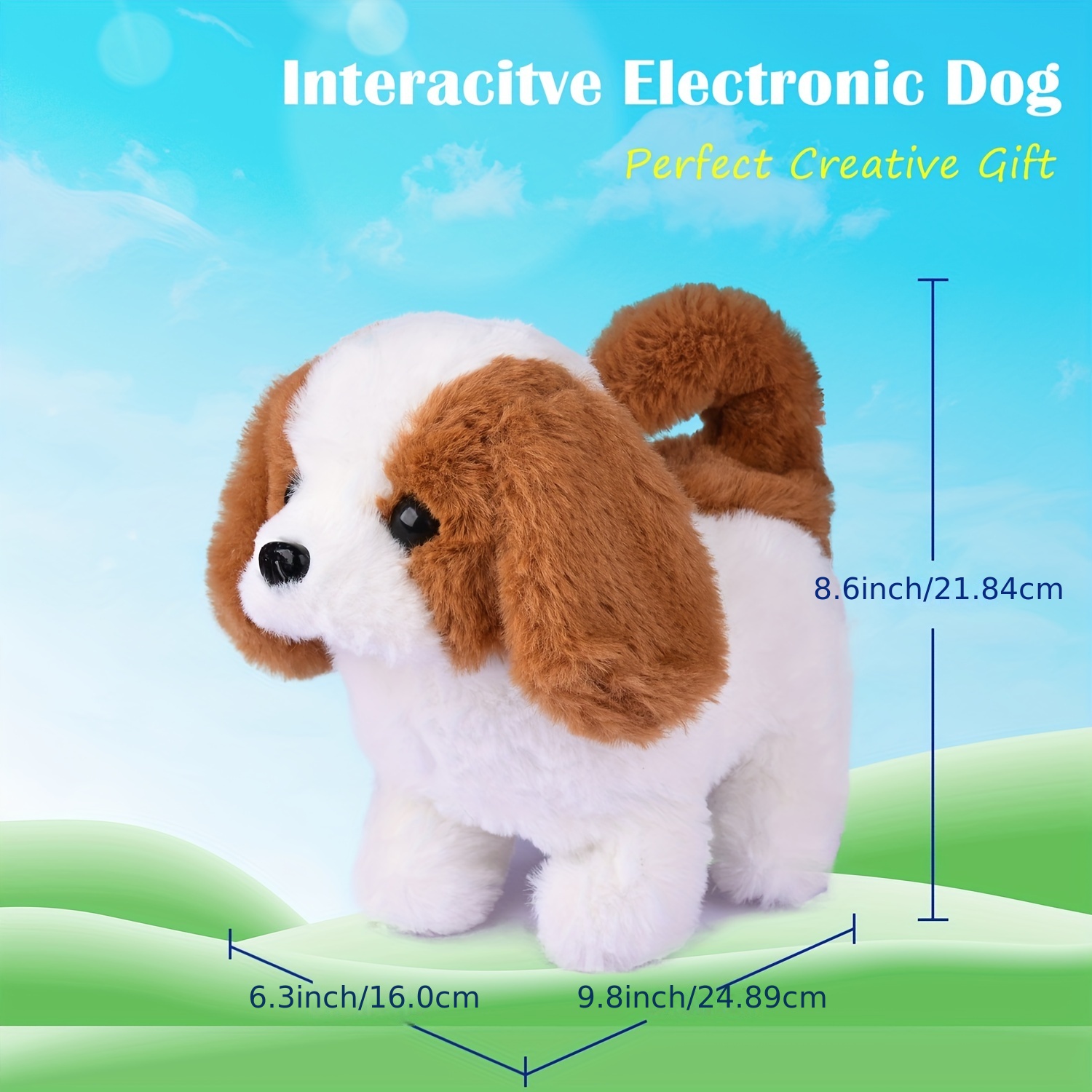Perro electrónico interactivo de peluche para cachorros – caminar, ladrar,  mover la cola, estirar, compañero animal para niños pequeños