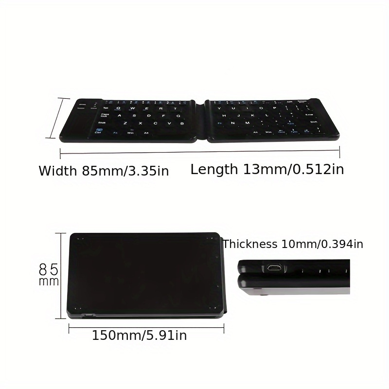 Teclado Plegable Mini Teclado Inalámbrico Para Windows, Android, IOS, Ipad Tablet Phone Teclado Inalámbrico Plegable Portátil detalles 5