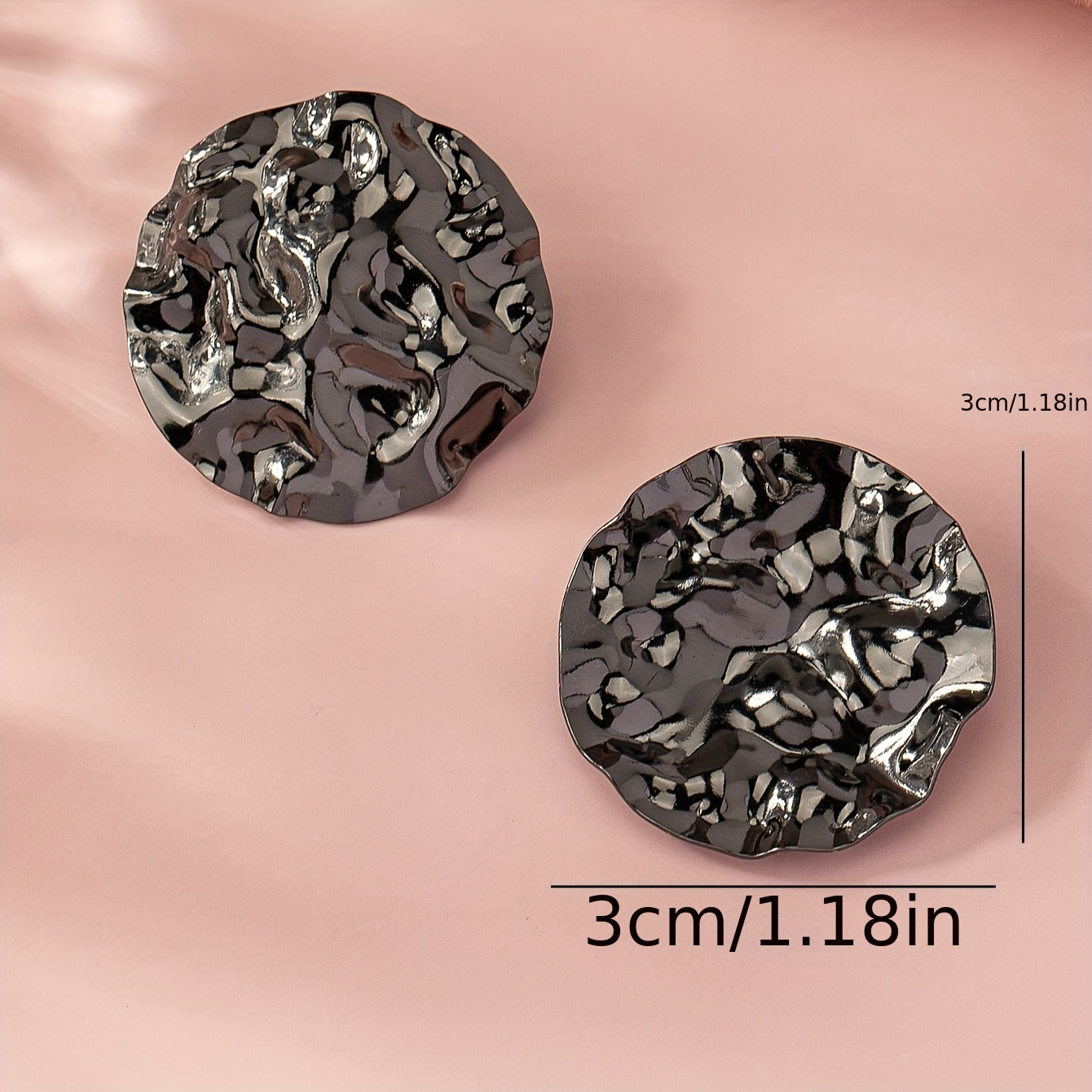 Hammered Iron Disc Earrings for Women