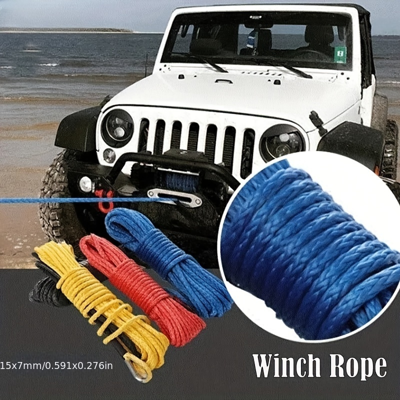 

7mmx15m Truck Boat Emergency Replacement 12 Strand String Car Outdoor Accessories Synthetic Winch Rope Tow Rope Cable Atv Utv