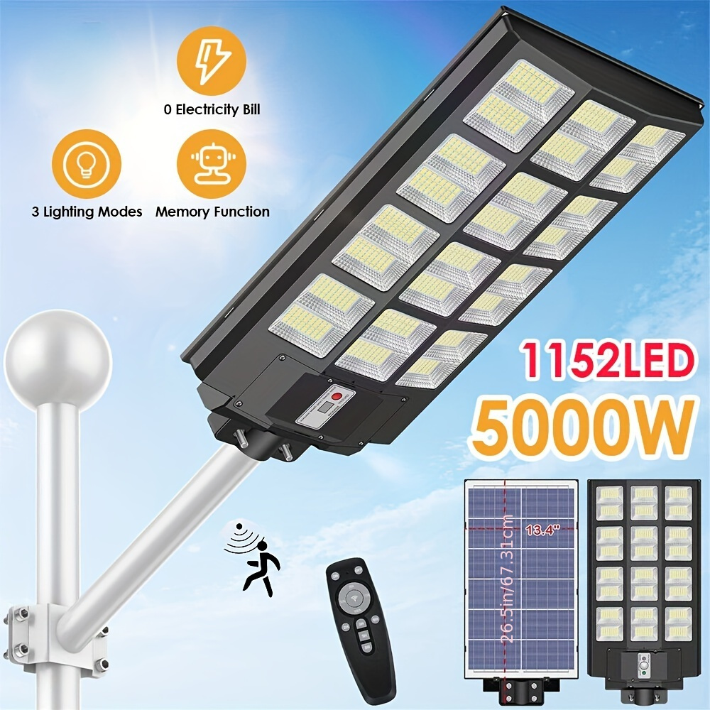 

5000w/4000w Solar Street Light High 864/1152led Lighting Flood Lights Remote Control Security Lamp Motion Sensor Lamp For Garden Road Lamp + Pole