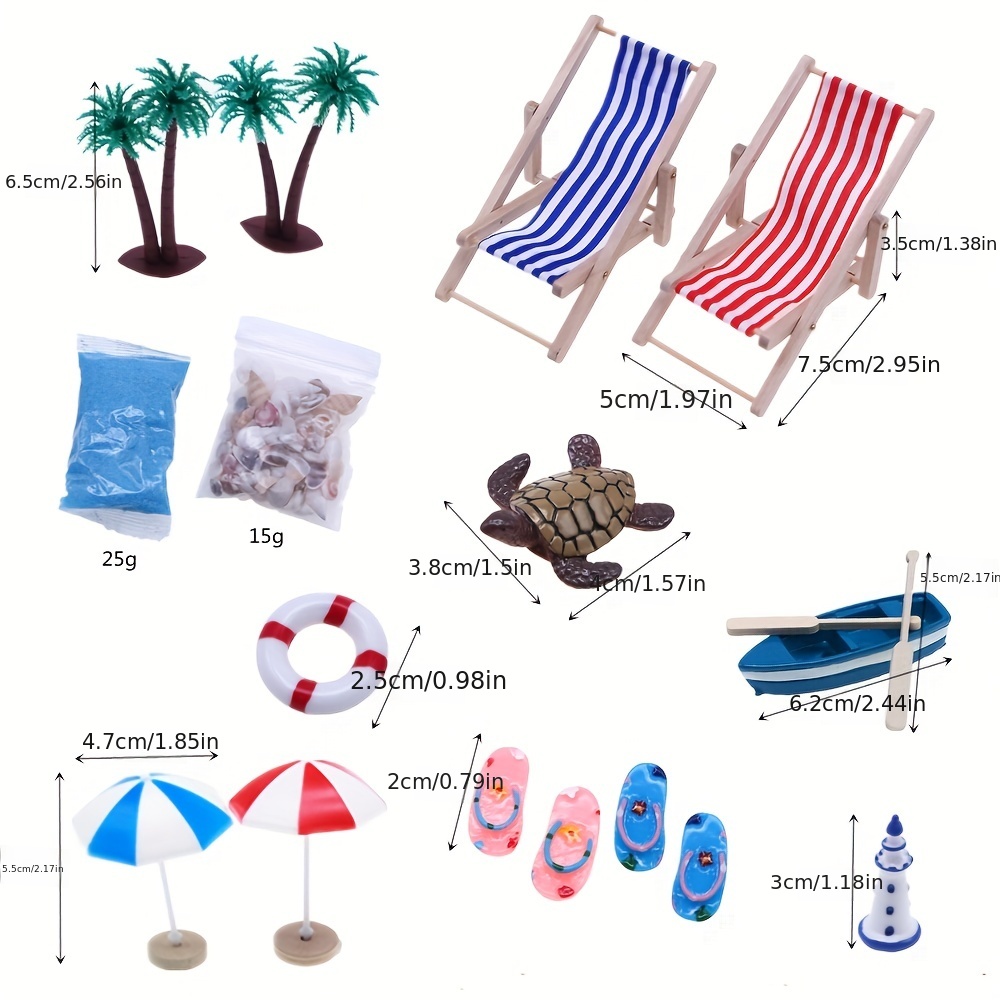 Mini paraguas silla de palma accesorios miniatura playa mini paraguas silla  de palma juguetes miniatura casa de muñecas accesorios al aire libre micro